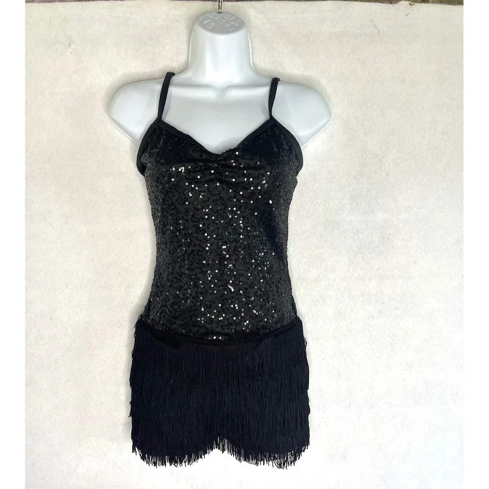 Weissman Dance Sequin Fringe Flapper Dress Short Costume Size SA Roaring 20's